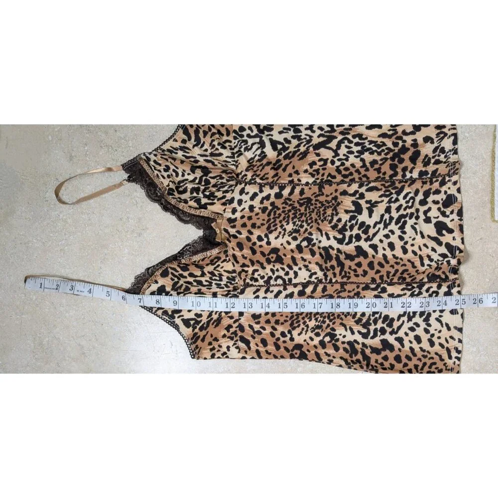 Womens Size Small 2 Pc Babydoll‎ Cami & Shorts Pajama Set Leopard Vintage Retro